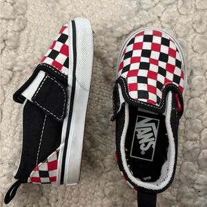 Vans Kids Red and Black Checkered Sneakers